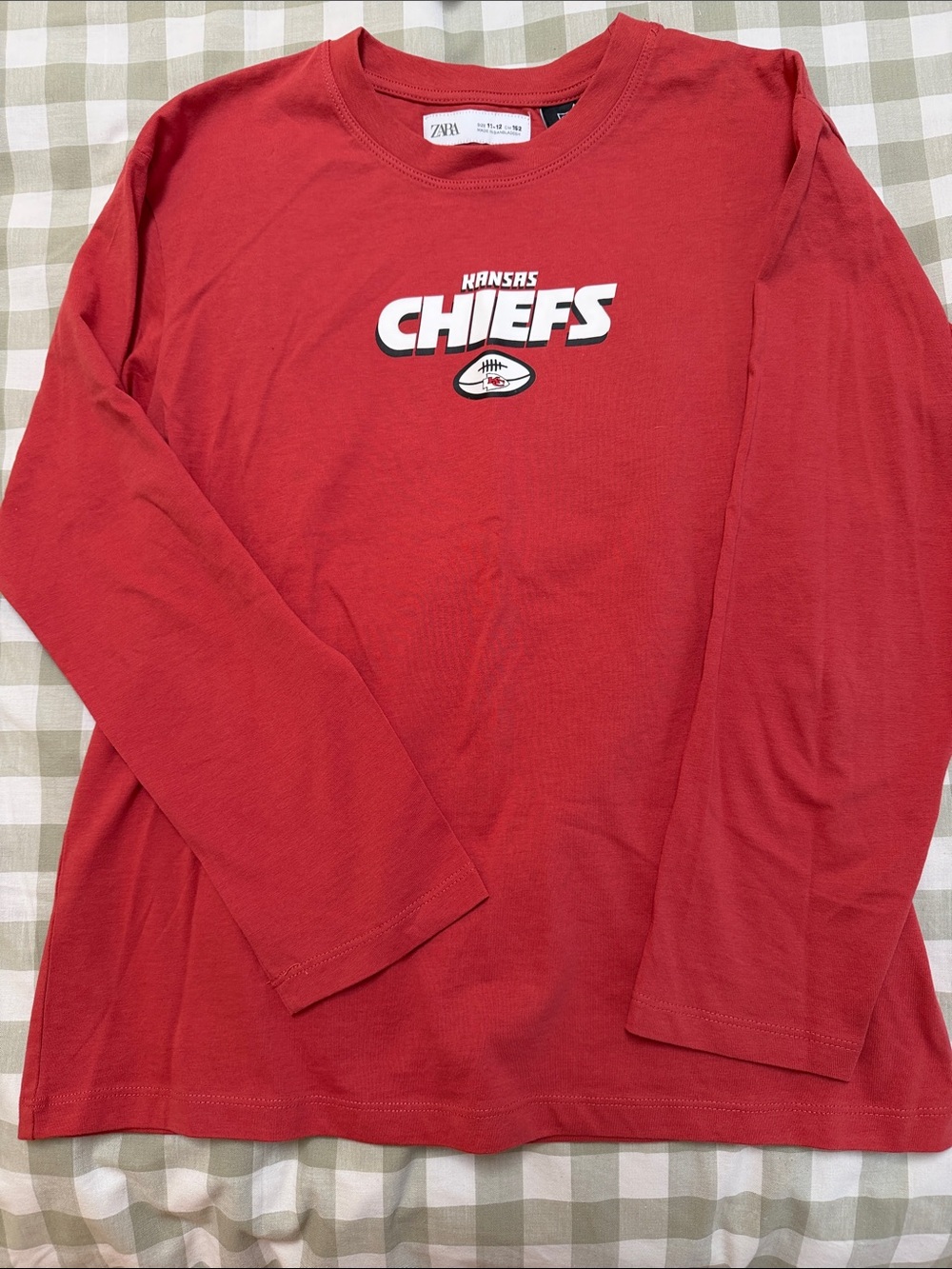 Zara kids Kansas Chiefs Red Long-Sleeve tee Shirt